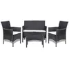 Image de vidaXL Salon de jardin 4 pcs avec coussins Résine tressée Noir