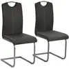 Image de vidaXL Chaises à manger cantilever lot de 2 gris similicuir
