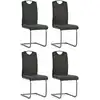 Image de vidaXL Chaises à manger cantilever lot de 4 gris similicuir