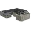 Image de vidaXL Salon de jardin 10 pcs avec coussins Résine tressée Gris