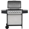 Image de vidaXL Barbecue Grille au Gaz 6 Zones de Cuisson Inox Argenté Terrasse Jardin
