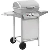 Image de vidaXL Barbecue à Gaz 2 Zones Cuisson Acier Argenté Terrasse Grill de Jardin