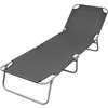 Image de vidaXL Chaise Longue Pliable Dossier Réglable Gris Jardin Bain Soleil Transat