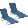 Image de vidaXL Chaises longues pliables lot de 2 Acier et tissu Bleu