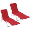 Image de vidaXL Lot de 2 Chaises Longues Pliables, Bain de Soleil, Transat de Terrasse, Siège de Jardin Patio Balcon Extérieur, Acier et Tissu Rouge