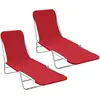 Image de vidaXL Chaises longues pliables lot de 2 Acier et tissu Rouge