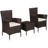 Image de vidaXL Mobilier de bistro 3 pcs Résine tressée Marron