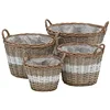 Image de vidaXL Lits Surélevés 4 pcs Osier avec Doublure en PE Jardinière Bac de Fleur