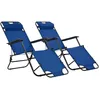 Image de vidaXL Lot de 2 Chaises Longues Pliables avec Repose-Pied, Bain de Soleil, Transat de Terrasse, Siège de Jardin Patio Extérieur, Acier Bleu