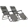 Image de vidaXL Chaises longues pliables 2 pcs avec repose-pied Acier Gris