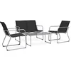Image de vidaXL Salon de Jardin 4 pcs Mobilier de Patio Meubles de Terrasse Mobilier de Jardin Ensemble de Meubles d'Extérieur Tissu et Acier Noir