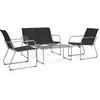 Image de vidaXL Salon de jardin 4 pcs Tissu et acier Noir