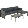 Image de vidaXL Salon de jardin 3 pcs avec coussins Résine tressée Gris