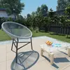 Image de vidaXL Chaise de jardin sous forme de lune Résine tressée Gris