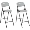 Image de Chaises de bar pliables lot de 2 PEHD et acier Blanc