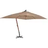 Image de vidaXL Parasol de jardin en porte-à-faux avec mât en bois taupe