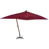 Image de vidaXL Parasol de jardin en porte-à-faux et mât en bois rouge bordeaux