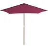 Image de vidaXL Parasol d'extérieur avec mât en bois 270 cm rouge bordeaux