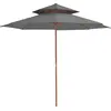 Image de vidaXL Parasol à deux étages avec mât en bois 270 cm anthracite