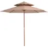 Image de vidaXL Parasol à deux étages avec mât en bois 270 cm taupe