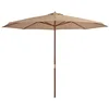Image de vidaXL Parasol d'extérieur avec mât en bois 350 cm Taupe