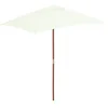 Image de vidaXL Parasol d'Extérieur avec Mât en Bois, Pare-soleil de Patio, Abri de Soleil, Parasol de Plage Jardin Terrasse Balcon, 150x200 cm Sable
