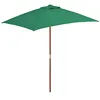 Image de vidaXL Parasol d'Extérieur avec Mât en Bois, Pare-Soleil de Patio, Abri de Soleil, Parasol de Plage Jardin Terrasse Balcon, 150x200 cm Vert