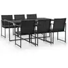 Image de vidaXL Ensemble à manger d'extérieur 7pcs coussins résine tressée noir