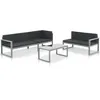 Image de vidaXL Salon de Jardin 3 pcs et Coussins Aluminium Noir