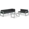 Image de vidaXL Salon de jardin 3 pcs et coussins Aluminium Noir