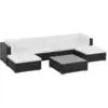 Image de vidaXL Salon de jardin 7 pcs avec coussins Résine tressée Noir