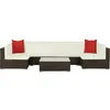 Image de vidaXL Salon de jardin 7 pcs avec coussins Résine tressée Marron