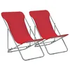 Image de vidaXL 2X Chaise de Plage Pliable Rouge Acier et Tissu Oxford Chaise de Jardin