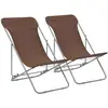 Image de vidaXL Chaises de plage pliables lot de 2 Acier et tissu oxford Marron