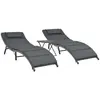 Image de vidaXL Salon de jardin pliable 3 pcs Résine tressée Gris