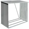 Image de vidaXL Abri de Stockage de Bois Acier Galvanisé Gris Jardin Patio Porte-bûche