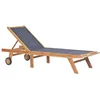 Image de vidaXL Chaise Longue Pliable avec roulettes Teck Massif et textilène