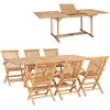 Image de vidaXL Ensemble à manger d'extérieur 7pcs 150-200x100x75cm Teck massif
