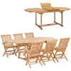 Image de vidaXL Ensemble à manger d'extérieur 7pcs 150-200x100x75cm Teck massif