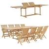Image de vidaXL Ensemble à Manger de Jardin 9 pcs 180-280x100x75 cm Teck Massif