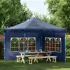 Image de vidaXL Paroi de tente de réception 2 pcs avec fenêtre PE Bleu