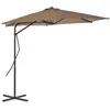Image de vidaXL Parasol d'extérieur avec mât en acier 300 cm Taupe