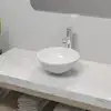 Image de vidaXL Lavabo de salle de bain avec mitigeur Céramique Rond Blanc