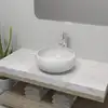Image de vidaXL Lavabo de salle de bain avec mitigeur Céramique Rond Blanc