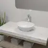 Image de vidaXL Lavabo de salle de bain avec mitigeur Céramique Ovale Blanc