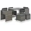 Image de vidaXL Ensemble à manger d'extérieur 7pcs coussins Résine tressée Gris
