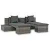 Image de vidaXL Salon de jardin 4 pcs avec coussins Résine tressée Gris