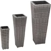 Image de vidaXL Lits Surélevés de Jardin 3 pcs Résine Tressée Jardinière Pot de Fleurs