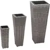 Image de vidaXL Lits surélevés de jardin 3 pcs Résine tressée Gris