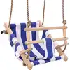 Image de vidaXL Balançoire pour bébé avec ceinture de sécurité Coton Bois Bleu